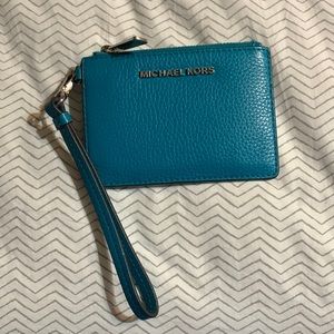 Turquoise card holder wristlet